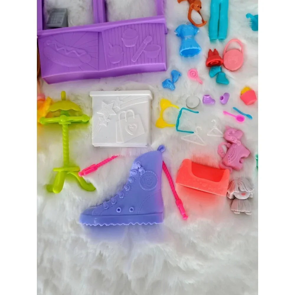 Polly Pocket Lot Ice Cream Social Toy Bundle Chair Table‎ Extras Toy